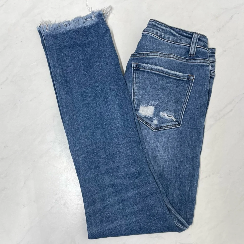 Bridge By Gly High Rise Ankle Straight Leg Distressed Jeans Size 25